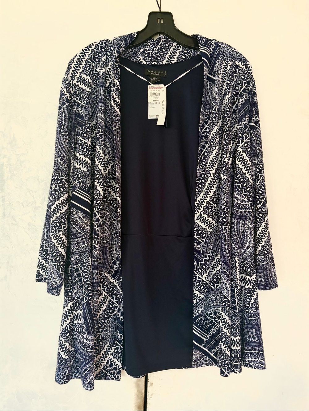 Women’s Navy Blue Patterned Caridgan